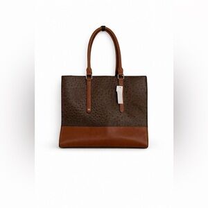 Van Heusen Brown and Tan Structured Tote Bag